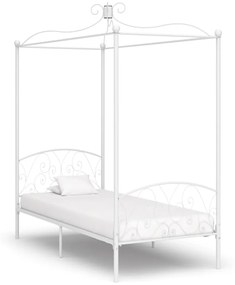 284469 vidaXL Cadru de pat cu baldachin, alb, 100 x 200 cm, metal