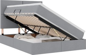 vidaXL Pat cu saltea și LED cu led Gri deschis 140 x 200 cm Poliester