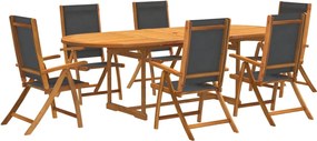 vidaXL Set mobilier de grădină, 7 piese, lemn masiv acacia/textilenă