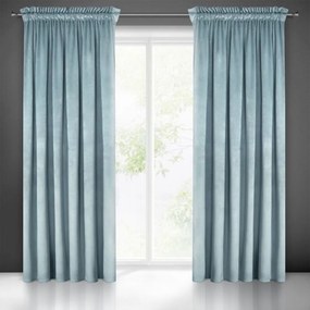 Draperie de catifea albastru deschis, cu agățare pe bandă încrețită 140 x 270 cm