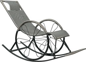 Scaun de balansare, ratan/metal, gri, ROKIN