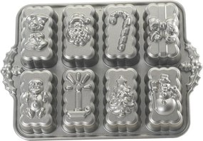 Formă pentru 8 prăjiturele Nordic Ware Christmas, 1,4 l, argintiu