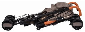 Carucior sport tip umbrela NOVOKIDS™ Sunny, Spatar reglabil 3 trepte, Cadru aluminiu, Insertii piele, Amortizoare, Frana picior,Pliabil, Maron cu Gri