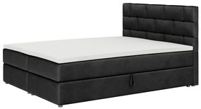 Pat matrimonial Boxspring 140x200 cm Waller (cu saltea și somieră) (negru). 1007716