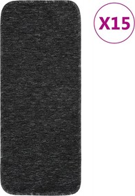 vidaXL Covorașe de scări, 15 buc., antracit, 60x25 cm, dreptunghiular