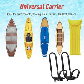 HOMCOM Set 2 Suporturi Universale pentru Caiac/Canoe/Paddleboard, Montare pe Bagaj, Negru, 46x16.5x47cm | Aosom Romania
