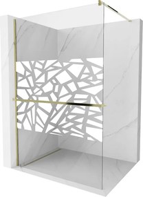 Mexen Kioto+ panou de duș cu raft Walk-in 90 x 200 cm, model alb, auriu - 800-090-121-50-85