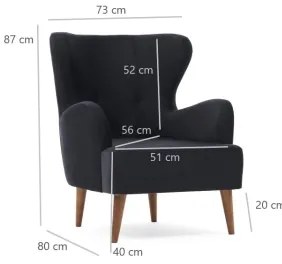 Fotoliu cu aripi NEKO antracit