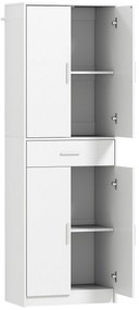 HOMCOM Dulap de bucătărie modern cu dulapuri cu uși, rafturi reglabile și sertar, 60 x 35 x 180 cm, alb | Aosom Romania