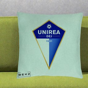Perna Personalizata Unirea Dej 1921 Fotbal, 40x40 cm, Verde Menta, Husa Detasabila, Perna Inclusa, BEKZ®