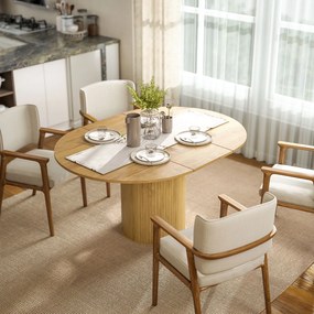 HOMCOM Masă Extensibilă Rotundă pentru 6-8 Persoane, culoare Lemn | Aosom Romania