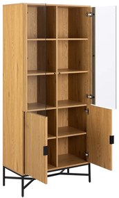 Vitrină în culoare naturală cu aspect de lemn de stejar 80x180x40 cm Jaipur – Actona