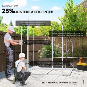 Outsunny Șopron de Grădină pentru Depozitare Unelte cu Pardosea, Două Uși și Încuietoare, 181x181x220 cm, Gri | Aosom Romania