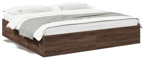 3280992 vidaXL Cadru de pat, stejar maro, 200x200 cm, lemn prelucrat
