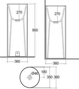 Lavoar freestanding Rak Ceramics Petit rotund 36 cm alb
