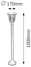 Lampă de exterior MARSEILLE 1xE27/60W/230V IP44 1 m Rabalux 8568