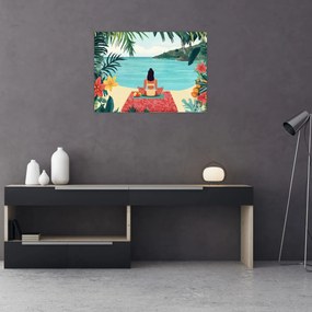 Tablou - Yoghiniță pe plajă (70x50 cm)