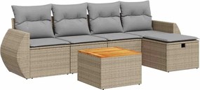vidaXL Set canapele de grădină cu perne, 6 piese, bej, poliratan