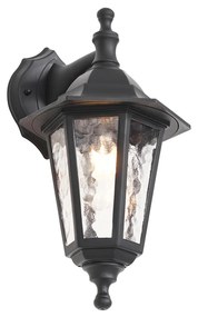 Lampă clasică de perete pentru exterior neagră IP44 - New Haven Hammered