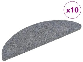 vidaXL Covorașe pentru scări autoadezive, 10 buc., 56x17x3 cm, gri deschis, semirotunde
