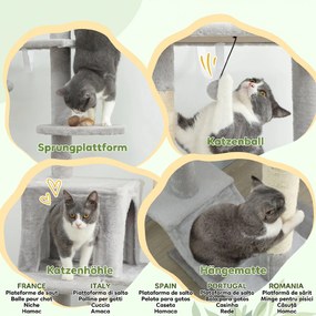 PawHut Copac zgârietoare de tavan cu înălțime ajustabilă 225-255cm Gri deschis | Aosom Romania