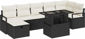 vidaXL Set de canapele pentru grădină cu pernă 8 pcs Negru Rattan poli