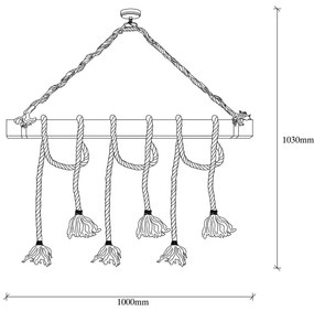 Lustră pe cablu EREBOS 6xE27/40W/230V maro