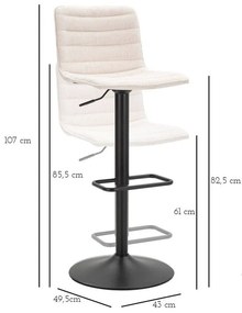 Scaun de bar alb/negru cu înălțime ajustabilă (înălțime șezut 61 cm) Malia – Mauro Ferretti