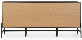 Comoda living finisaj natural/neagra din lemn de Frasin si MDF, 164x40x75 cm, Allycia Bizzotto