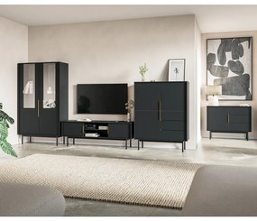 Comoda, negru auriu, VIVALA 2D3S