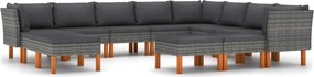 vidaXL Set mobilier de grădină cu perne, 12 piese, gri, poliratan