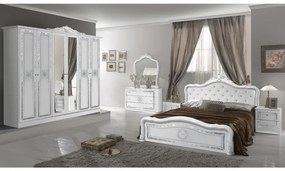 Set Luisa Dormitor, 6 piese, pat, dulap, comoda, noptiere si oglinda