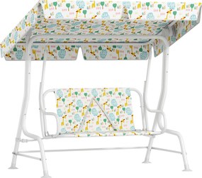 AIYAPLAY Leagăn pentru Copii cu Copertină Reglabilă și Centură de Siguranță, 120x112x75 cm, Alb | Aosom Romania