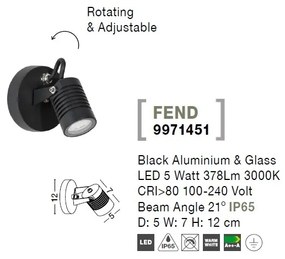Aplica de perete LED moderna pentru iluminat exterior IP65 FEND I