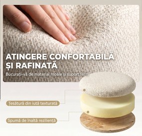 HOMCOM Taburet Rotund cu Spațiu de Depozitare, Capac, 19 L, Material Textil cu Aspect de Iută, 38,5x38,5x33,5 cm, Bej | Aosom Romania