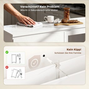 HOMCOM Bufet, sideboard cu 4 sertare, 2 uși din sticlă, design modern, MDF, Alb | Aosom Romania