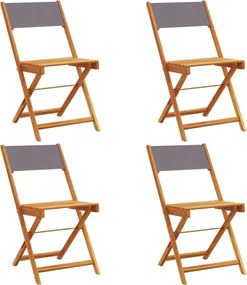 vidaXL Scaune de grădină pliabile 4 buc., textil antracit/lemn masiv