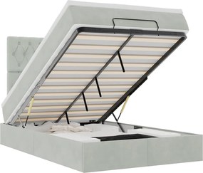 vidaXL Cadru de pat otoman cu saltele Gri deschis 120x190cm catifea