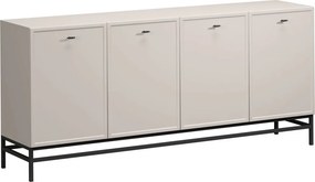 Comodă Lorini 200 cm cu 4 uși - cașmir / mânere negre T-bar / cadru