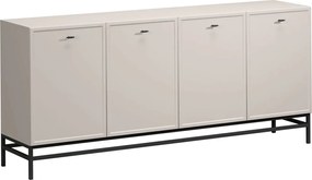 Comodă cu patru uși Lorini 200 cm - cașmir / mânere negre tip T-bar / cadru metalic