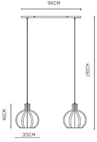 Lustră pe cablu MIKAELA 2xE27/60W/230V neagră Lucide 73400/02/30