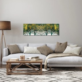 Tablou - Căprioare în pădurea verde (cu ceas) (90x30 cm)