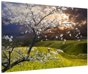 Tablou - Peisaj cu pomul înflorit (90x60 cm)