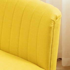 HOMCOM Canapea cu 2 Locuri din Țesătură, Fără Brațe, Canapea de Sufragerie cu Picioare din Lemn, 117x56,5x77 cm, Galben | Aosom Romania