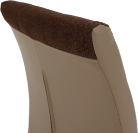 Scaun bucătărie, material textil maro/piele ecologică bej/crom, SALOMA NEW