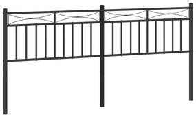 373729 vidaXL Tăblie de pat metalică, negru, 200 cm