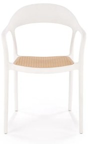 Scaun plastic K530 alb/natur