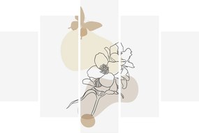 Tablou - Flori bej cu fluture N⁰3 (150x105 cm)