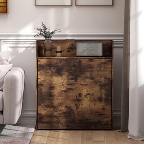 HOMCOM Masă pliabilă cu raft, design industrial, economisire de spațiu, pentru spații mici, 80x90x93cm, Maro-Rustic | Aosom Romania