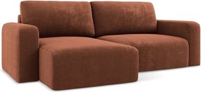 Colțar teracotă extensibil/cu spațiu de depozitare cu tapițerie din chenille (cu colț pe partea stângă/cu șezlong) Kona – Makamii